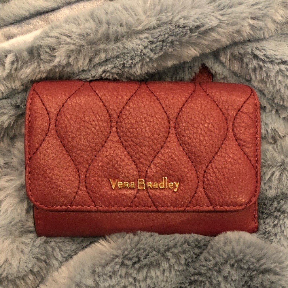 Maroon Vera Bradley Leather RFID Compact Wallet